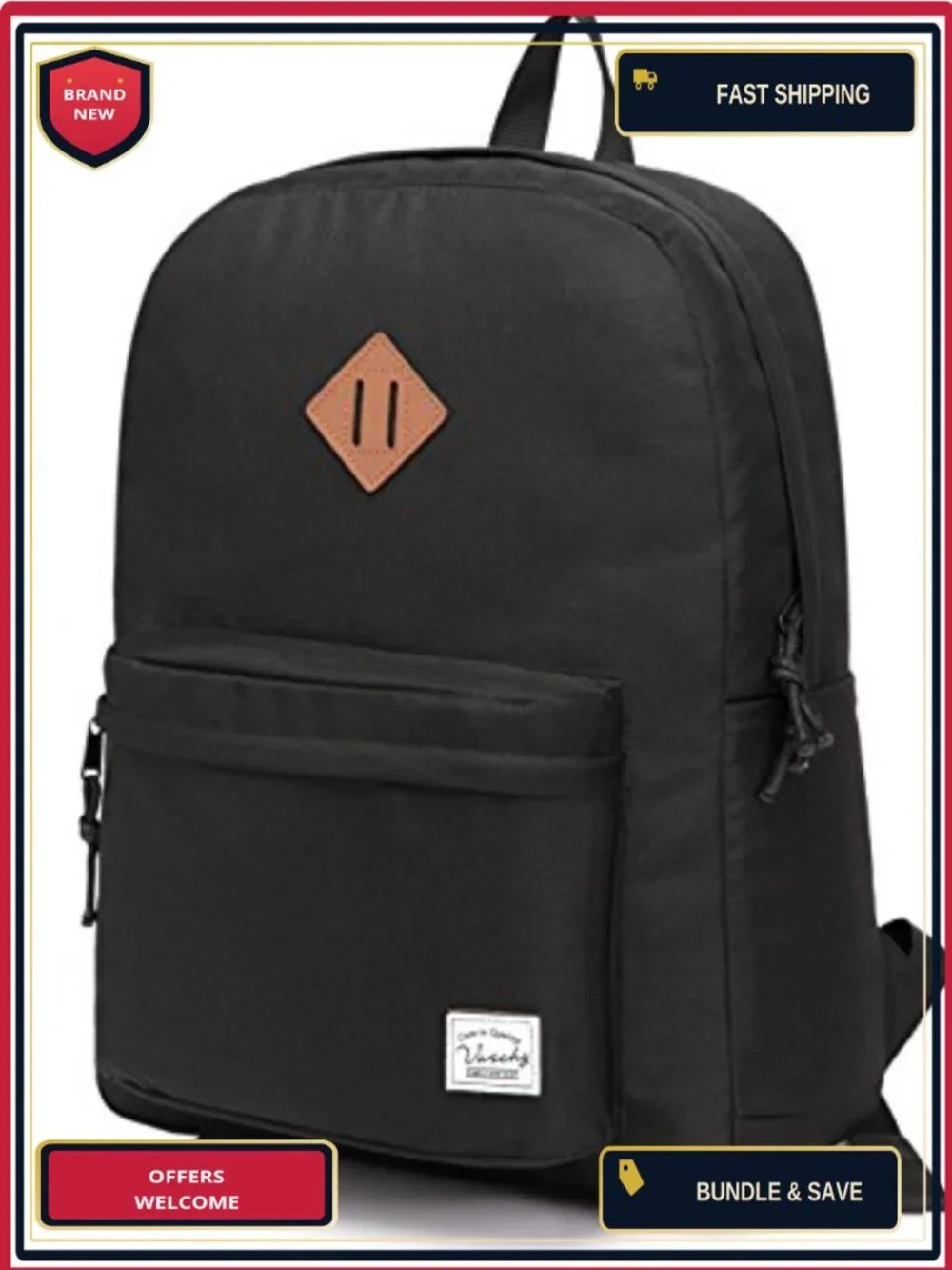 Lightweight Water Resistant Backpack with Bottle Pockets for School Travel